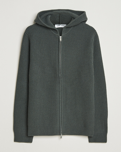 Samsøe Samsøe Isak Heavy Knitted Full Zip Hoodie Dark Evergreen – Verde
