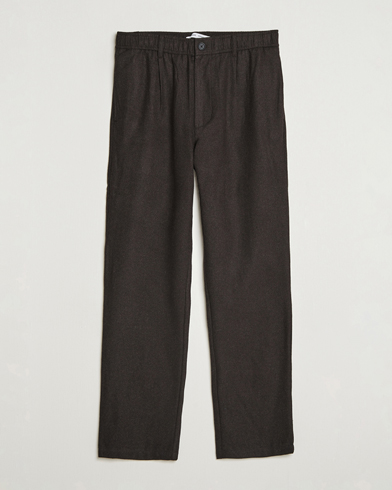 Samsøe Samsøe Bertil Flannel Drawstring Trousers Black Coffee Melange – Marrone