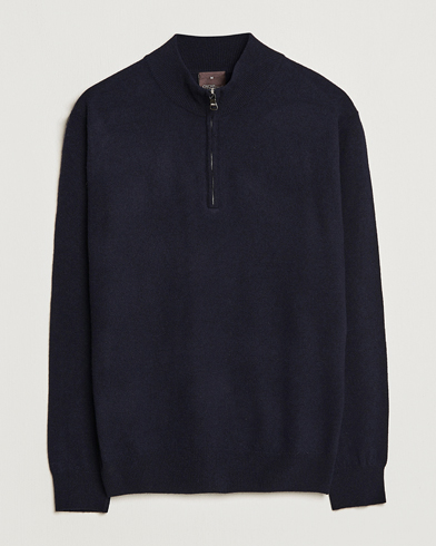Oscar Jacobson Patton Wool Half-Zip Navy – Blu