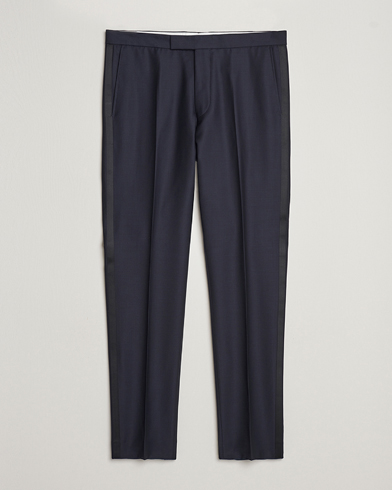 Oscar Jacobson Denz Wool Tuxedo Trousers Navy – Blu