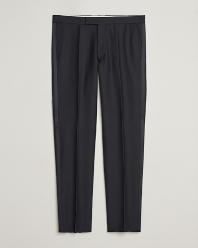 Oscar Jacobson Denz Wool Tuxedo Trousers Black – Nero