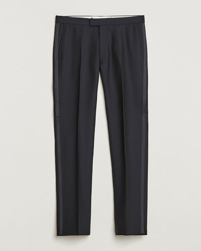 Oscar Jacobson Denz Straight Wool Tuxedo Trousers Black – Nero