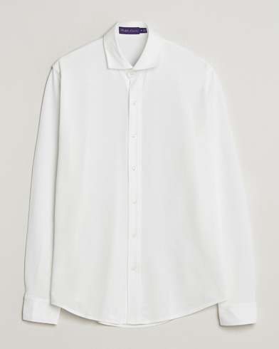 Ralph Lauren Purple Label Washed Cotton Pique Shirt White – Bianco