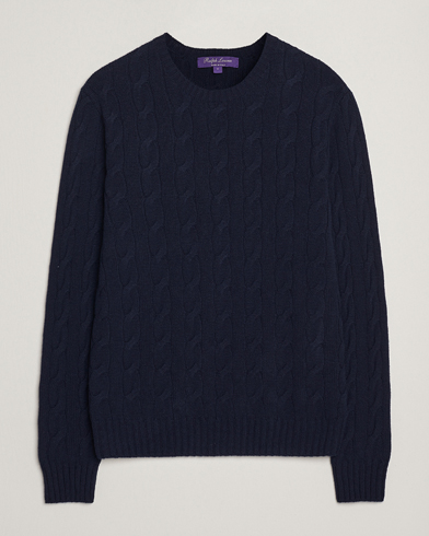 Ralph Lauren Purple Label Cashmere Cable Sweater Chairman Navy – Blu