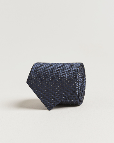 Brioni Jacquard Herringbone Silk Tie Navy – Blu