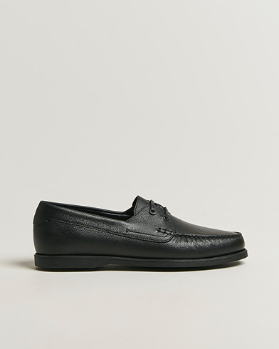 Brioni Grain Leather Boat Shoes Black Calf – Nero