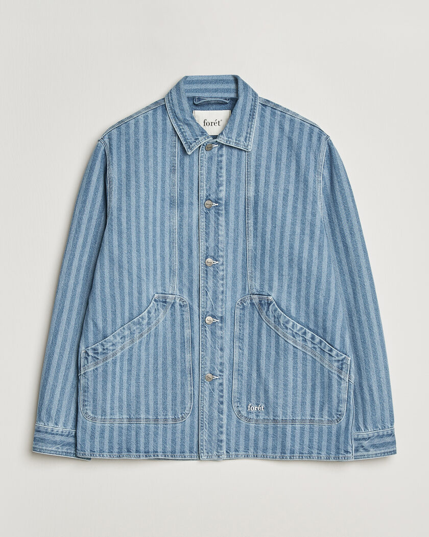 Forét Berry Denim Overshirt Striped Denim – Blu