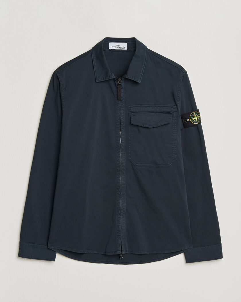 Stone Island Cotton Stretch Zip Overshirt Navy – Blu