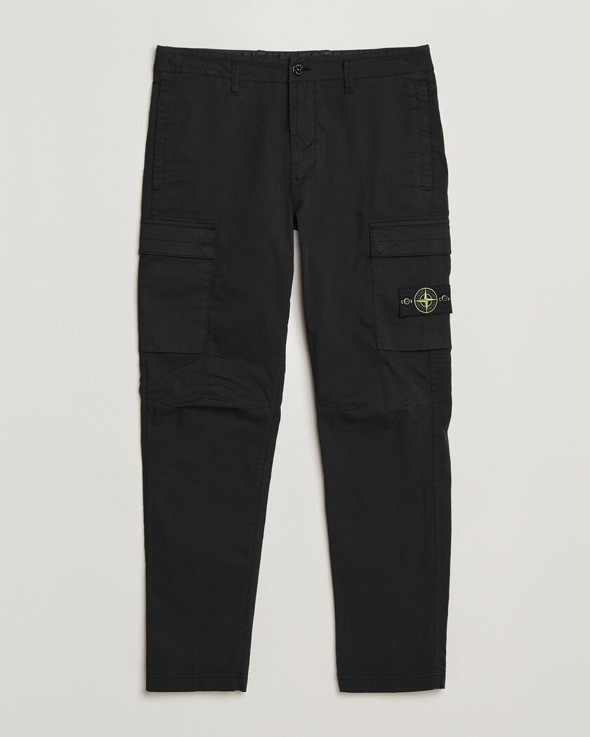 Stone Island Stretch Cotton Twill Cargo Trousers Black – Nero