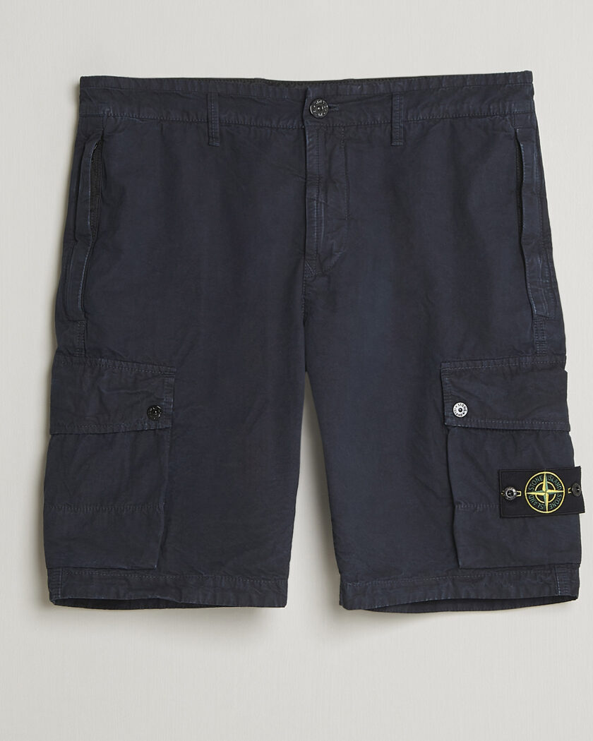 Stone Island Brushed Cotton Canvas Cargo Shorts Navy – Blu