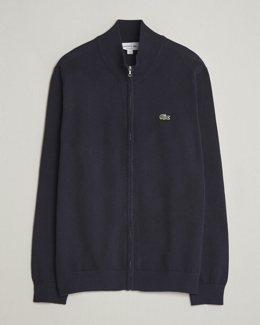 Lacoste Cotton Knitted Full Zip Navy Blue – Blu