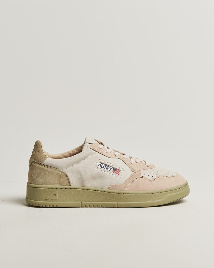 Autry Medalist Low Suede Mix Sneaker Green/White/Sand – Multicolore
