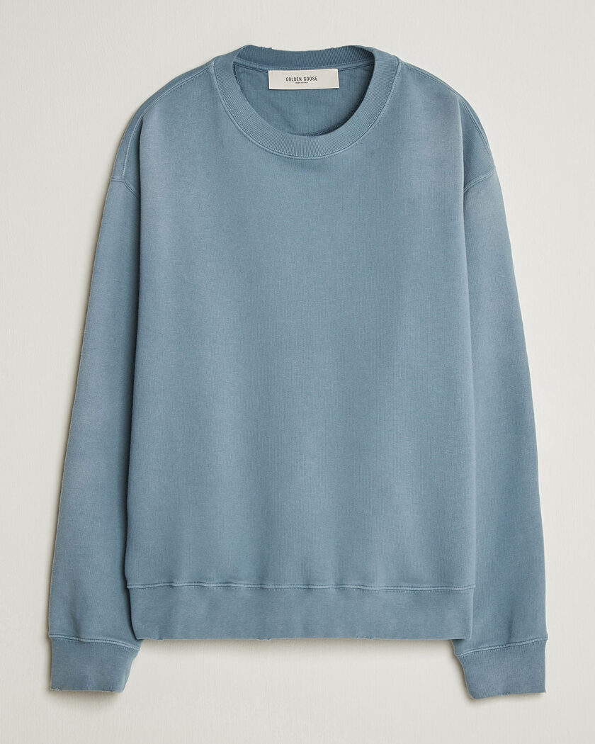 Golden Goose Boxi Faded Cotton Sweatshirt Windward Blue – Blu