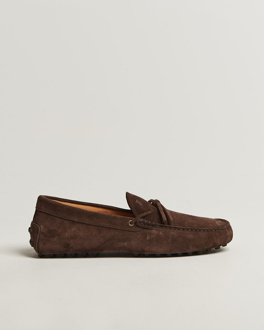 Tod's Lacetto Gommino Carshoe Dark Brown Suede – Marrone