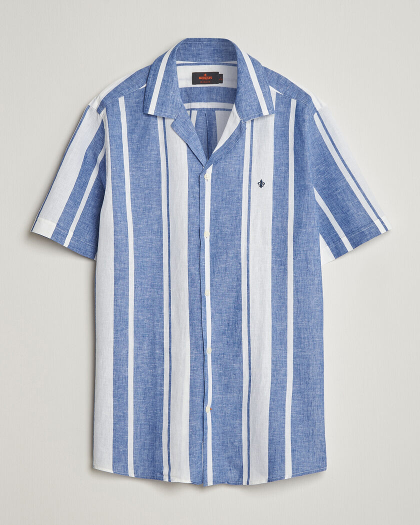 Morris Resort Short Sleeve Linen Shirt Blue – Blu