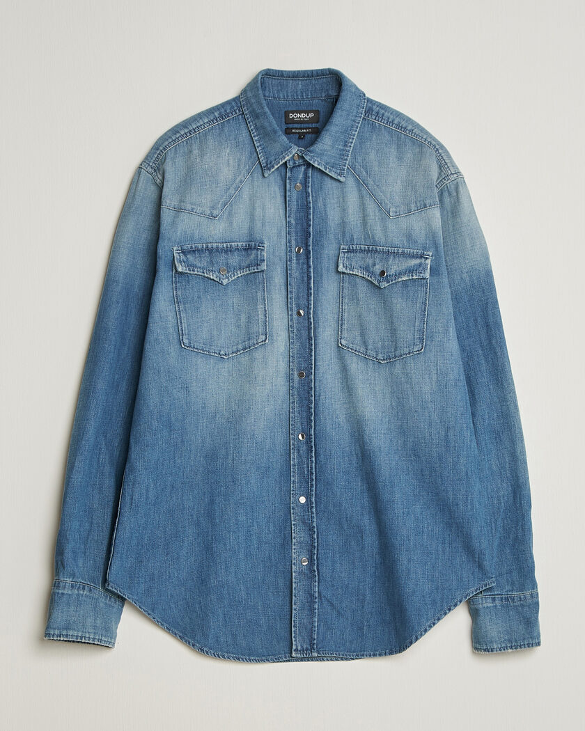 Dondup Regular Fit Denim Shirt Medium Blue – Blu