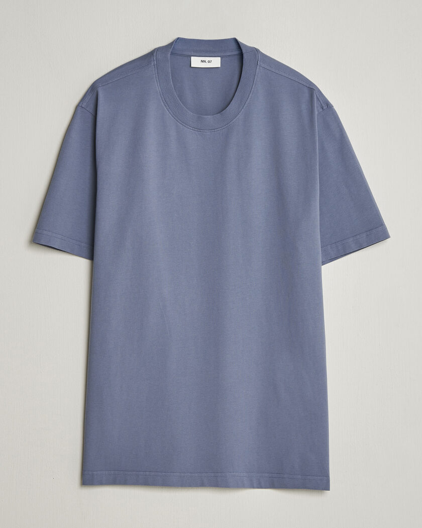 NN07 Adam Pima Crew Neck T-Shirt Stone Blue – Blu