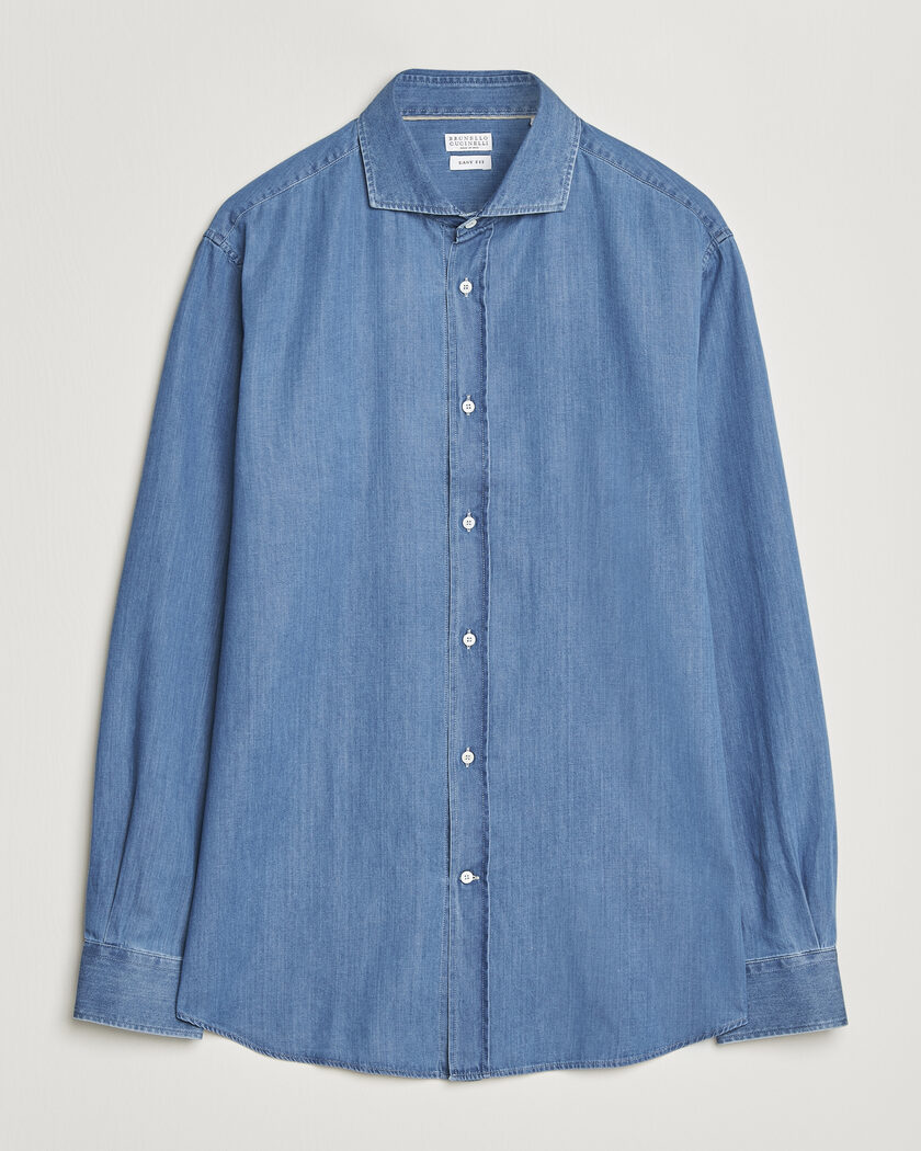 Brunello Cucinelli Easy Fit Denim Shirt Medium Blue Wash – Blu