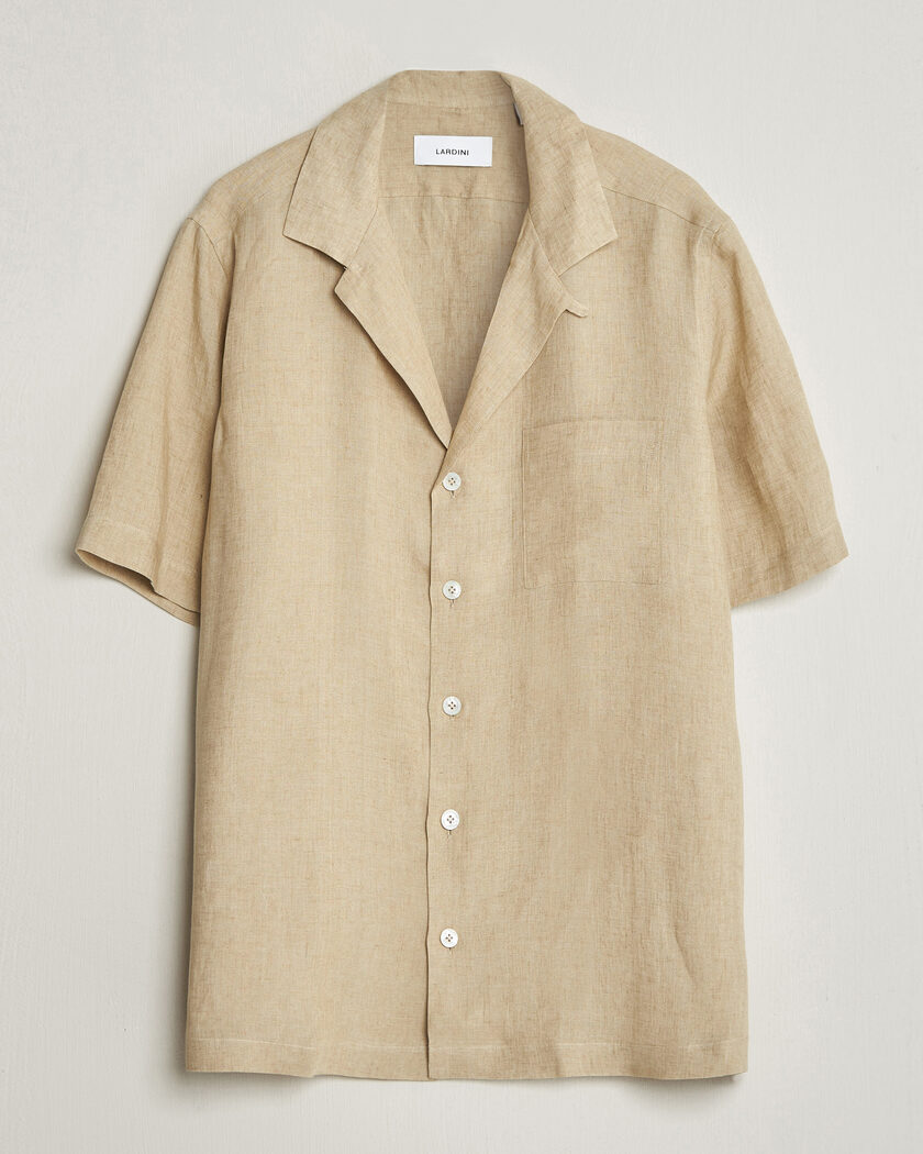 Lardini Klop Short Sleeve Linen Resort Shirt Beige – Beige