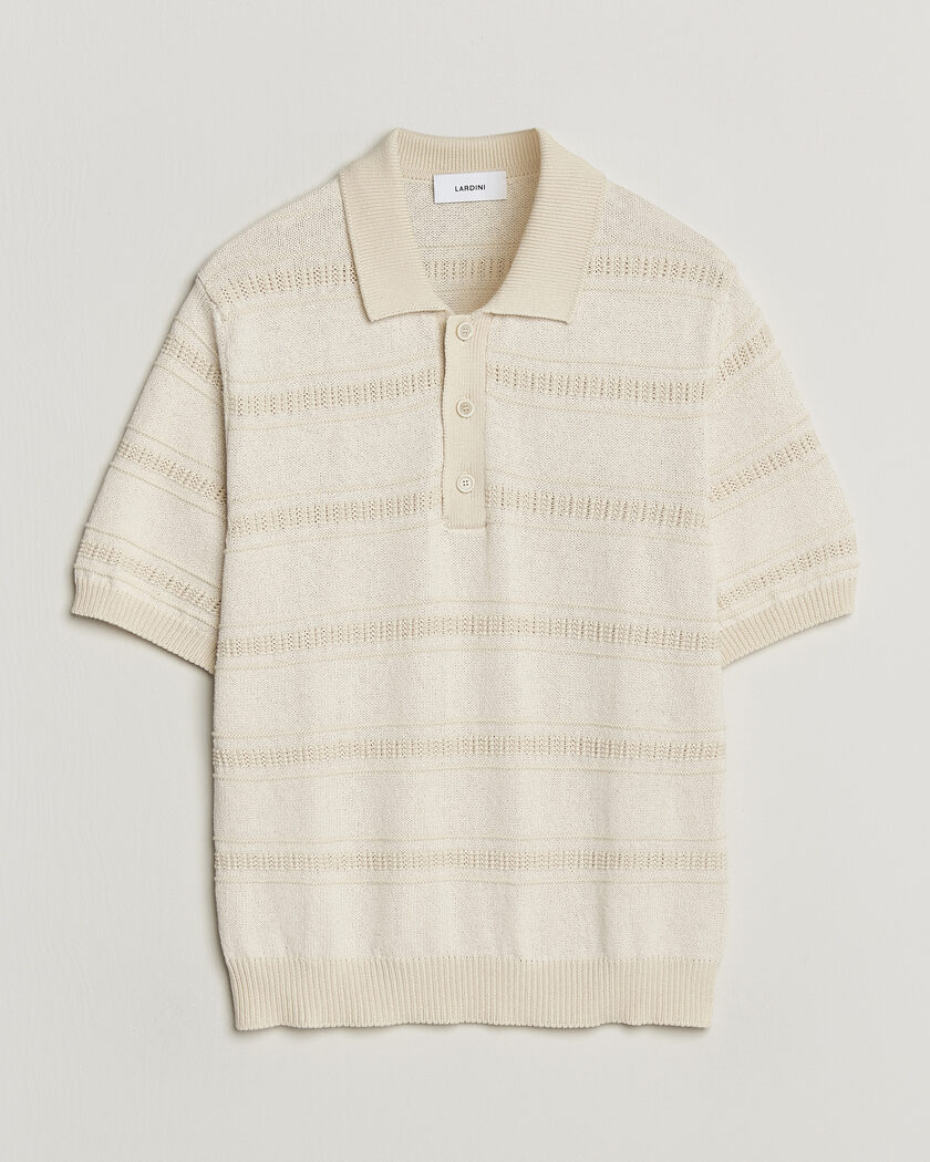 Lardini Strcture Knitted Organic/Recycled Cotton Polo White – Bianco