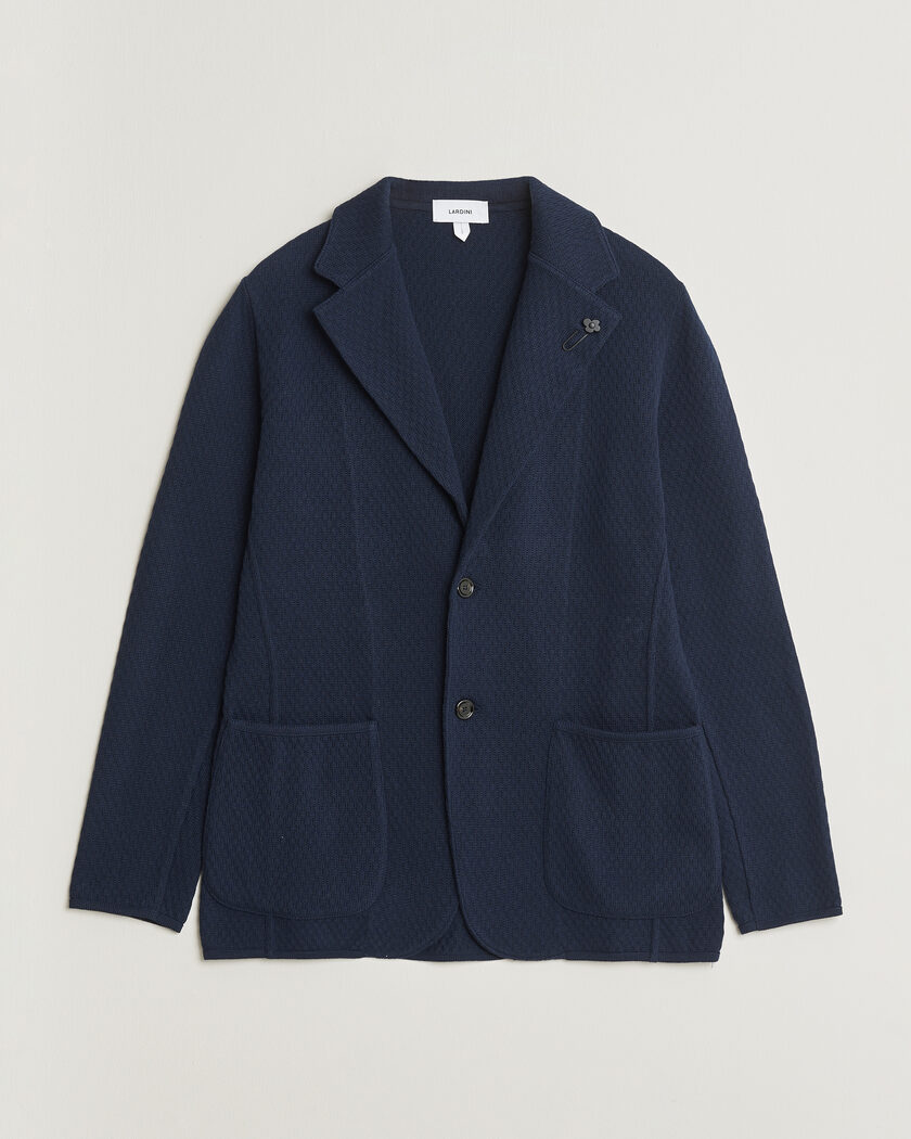 Lardini Knitted Structure Cotton Blazer Navy – Blu