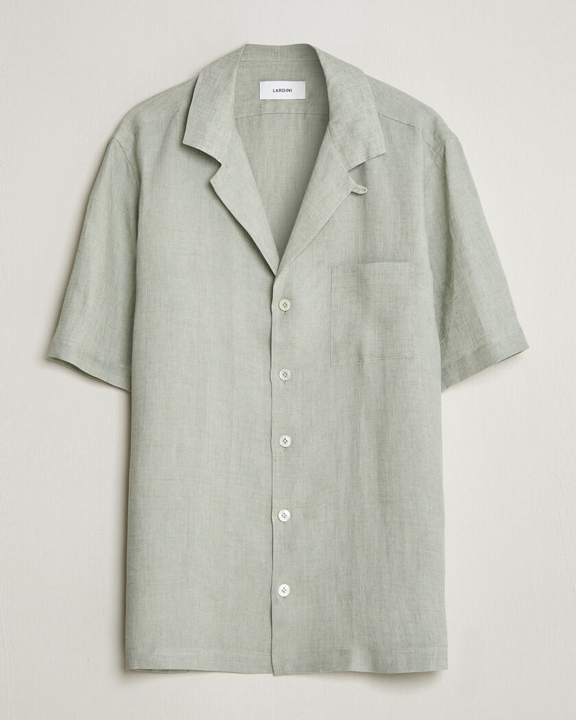 Lardini Klop Short Sleeve Linen Resort Shirt Light Green – Verde