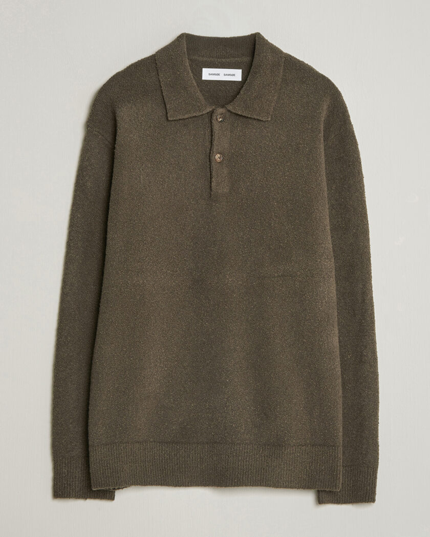 Samsøe Samsøe Nino Knitted Polo Black Olive – Marrone