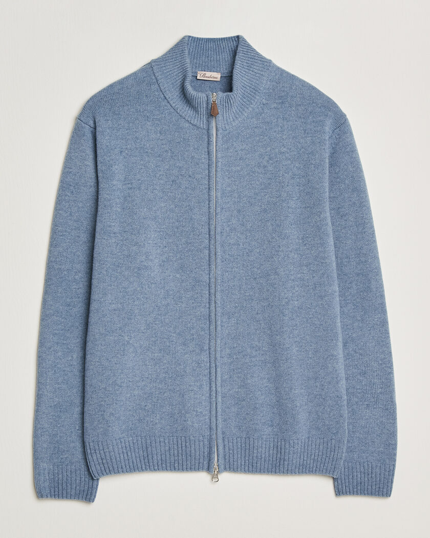 Stenströms Brushed Merino Full Zip Light Blue – Blu
