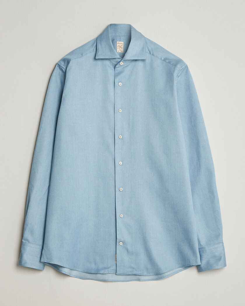 Stenströms 1899 Slim One Piece Washed Denim Shirt Blue – Blu