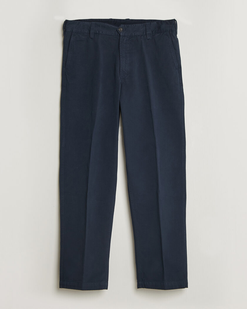 Drake's Peached Flat Front Cotton Chino Navy – Blu