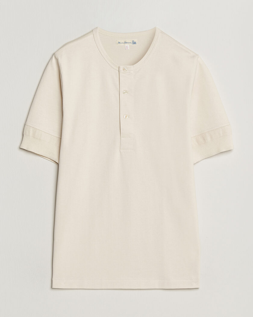 Merz b. Schwanen Classic Organic Cotton Short Sleeve Henley Nature – Beige