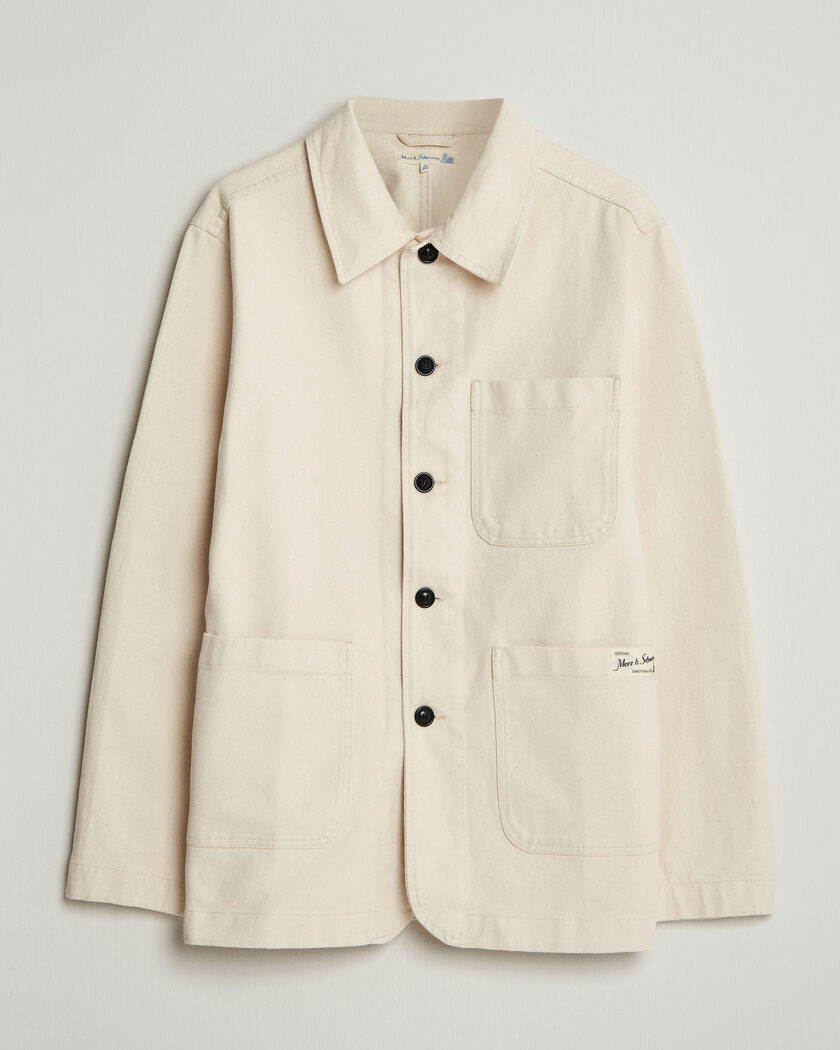 Merz b. Schwanen Worker Cotton Twill Overshirt Nature – Beige