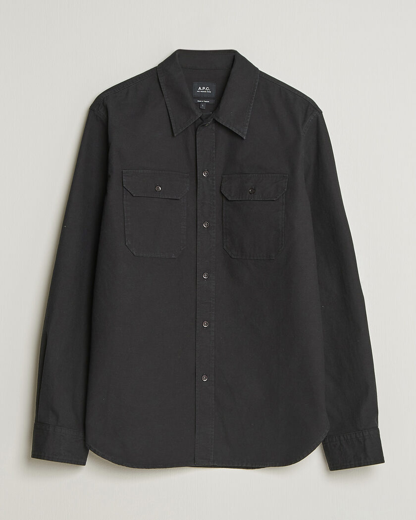 A.P.C. Safari Cotton/Linen Overshirt Faded Black – Nero