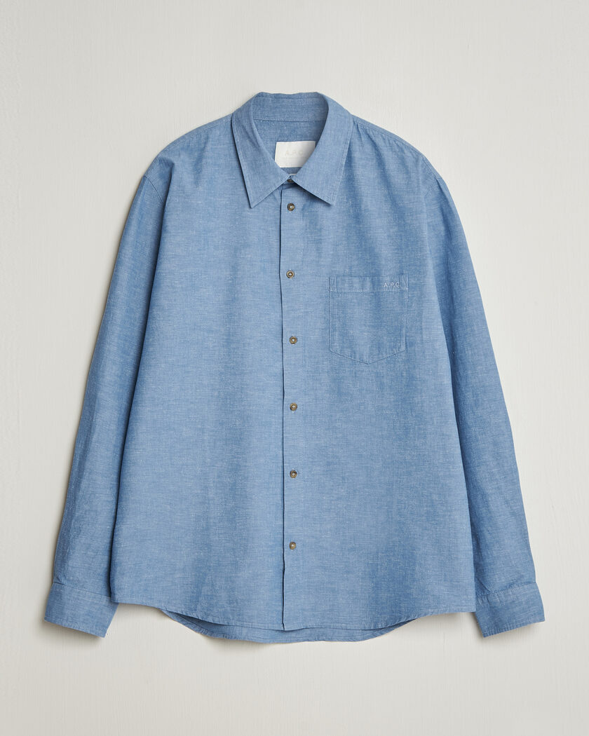 A.P.C. Harris Cotton/Linen Shirt Blue – Blu