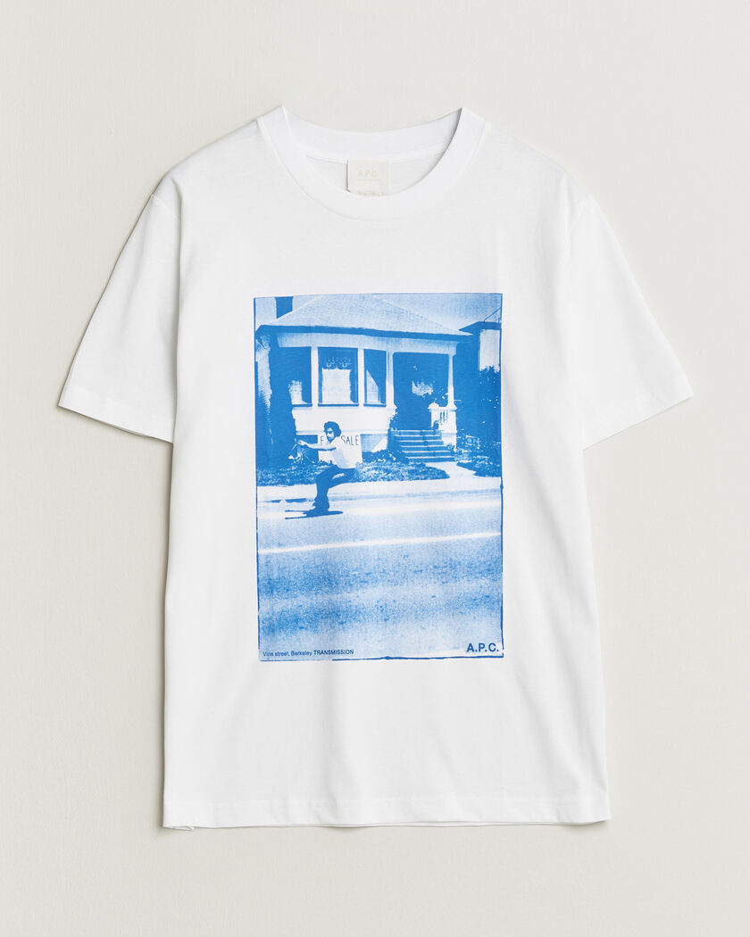 A.P.C. Cali Printed T-Shirt Blue – Bianco