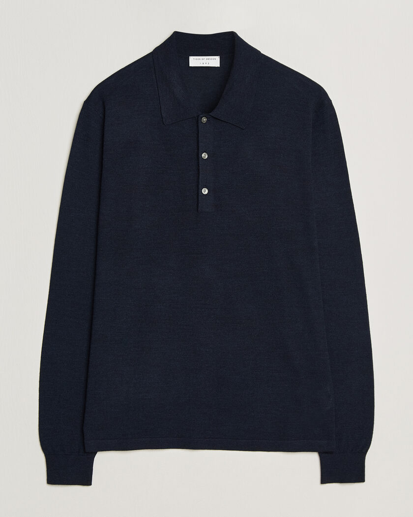 Tiger of Sweden Eross Merino Knitted Polo Light Ink – Blu