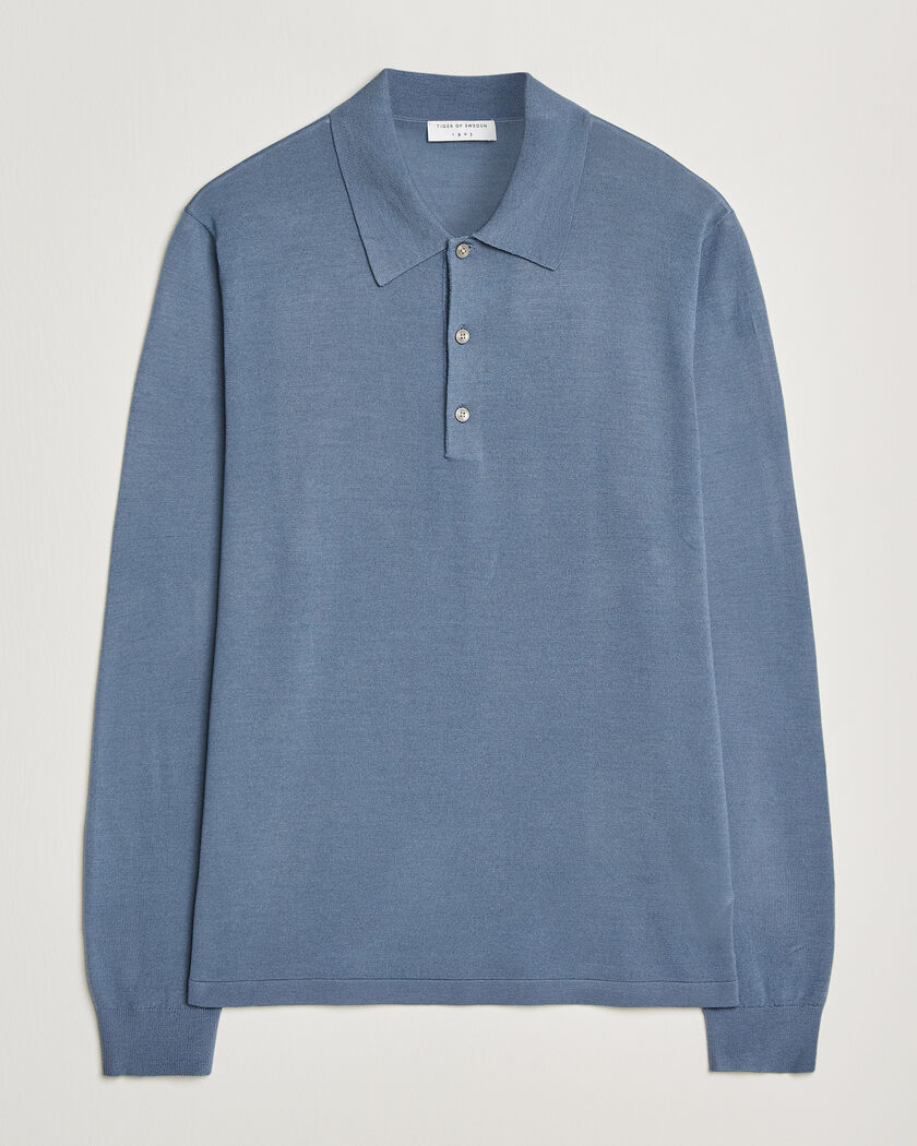 Tiger of Sweden Eross Merino Knitted Polo Dull Blue – Blu