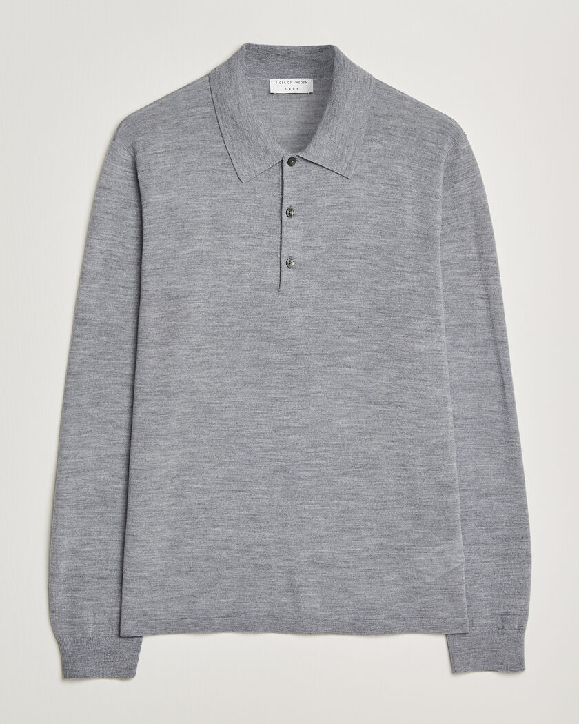 Tiger of Sweden Eross Merino Knitted Polo Grey Melange – Grigio