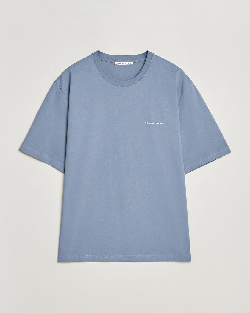 Tiger of Sweden Pro Logo Crew Neck T-Shirt Dull Blue – Blu