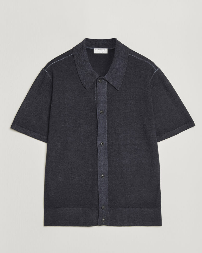 Tiger of Sweden Araawen Merino Knitted Short Sleeve Shirt Light Ink – Blu
