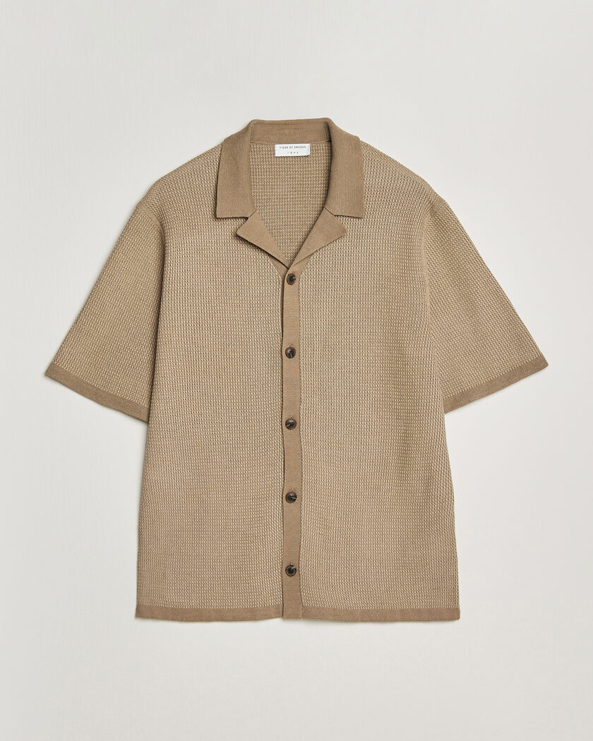 Tiger of Sweden River Knitted Short Sleeve Shirt Umber Brown – Marrone
