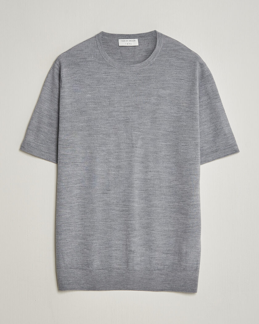 Tiger of Sweden Connor Knitted Crew Neck T-Shirt Grey Melange – Grigio