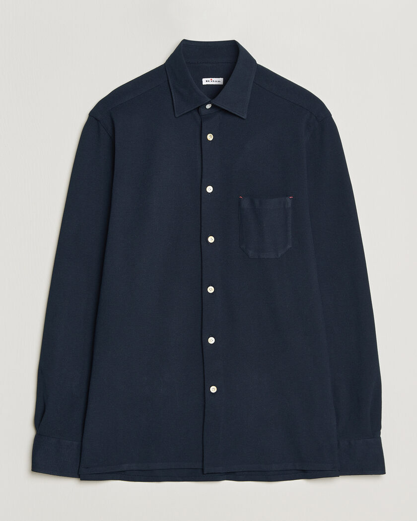 Kiton Jersey Piquet Shirt Navy – Blu