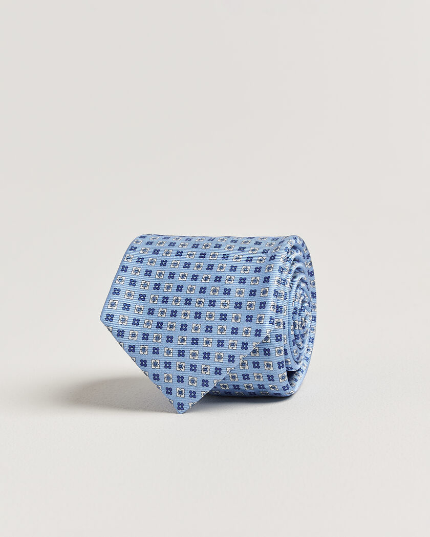 Kiton Printed Flower Silk Tie Light Blue – Blu