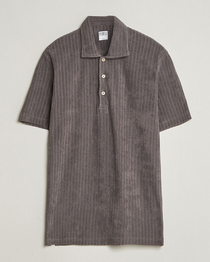 Fedeli Rib Terry Polo Taupe – Marrone