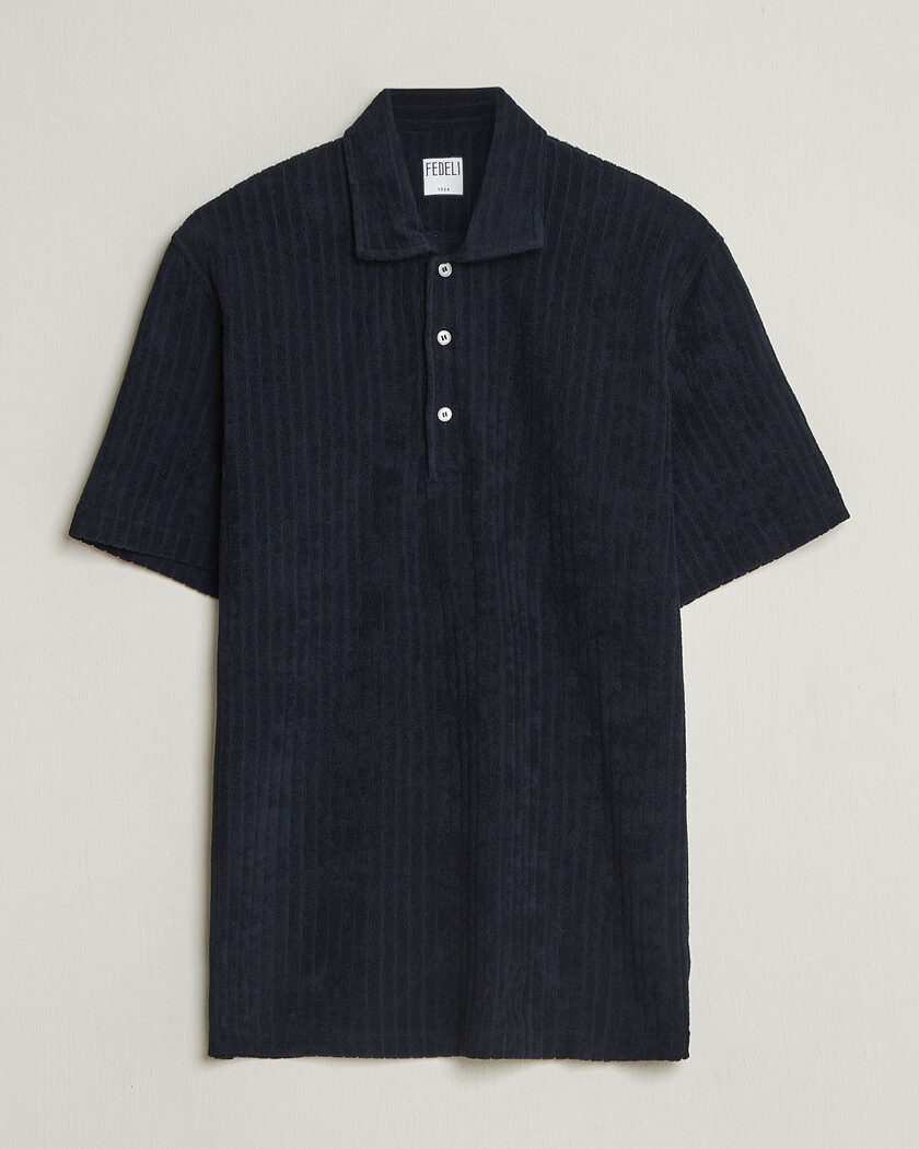 Fedeli Rib Terry Polo Navy – Blu