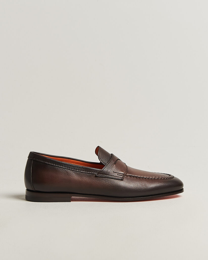 Santoni Penny Loafers Dark Brown Calf – Marrone