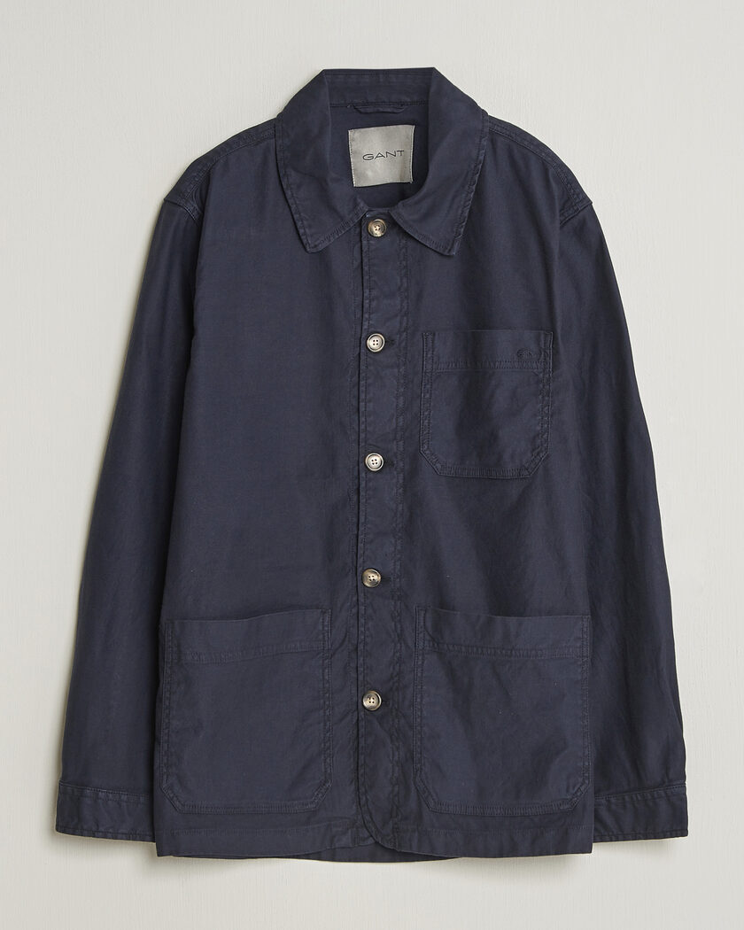 Gant Regular Fit Cotton/Linen Overshirt Evening Blue – Blu