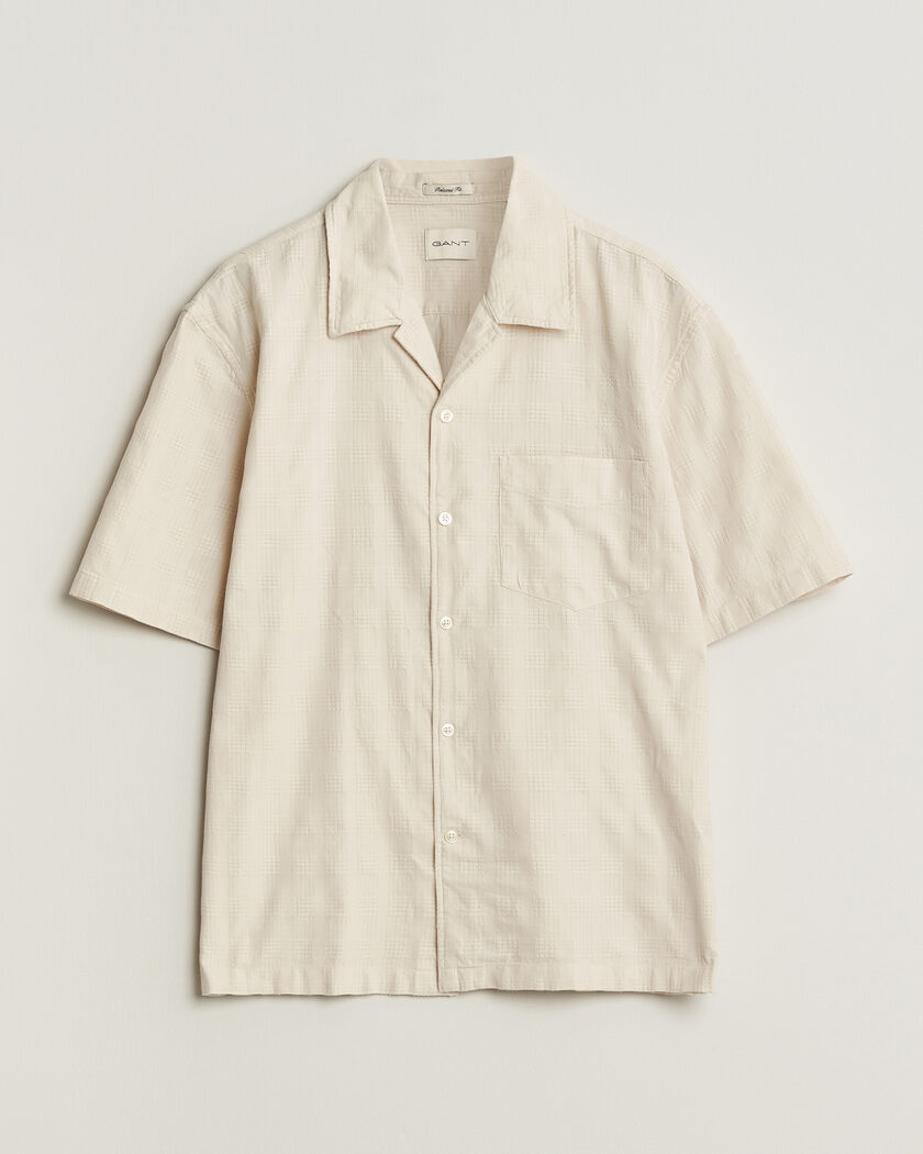 Gant Relaxed Fit Textured Checked Camp Shirt Creamed White – Bianco