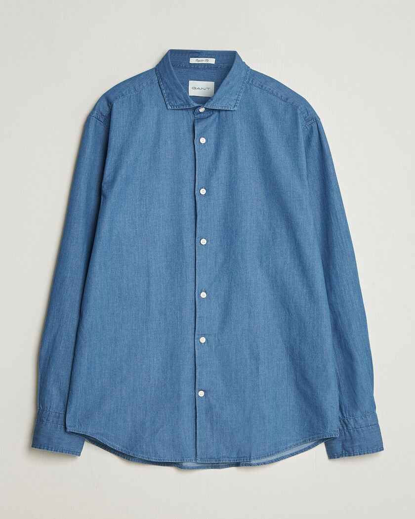 Gant Regular Fit Indigo Twill Shirt Semi Light Blue – Blu